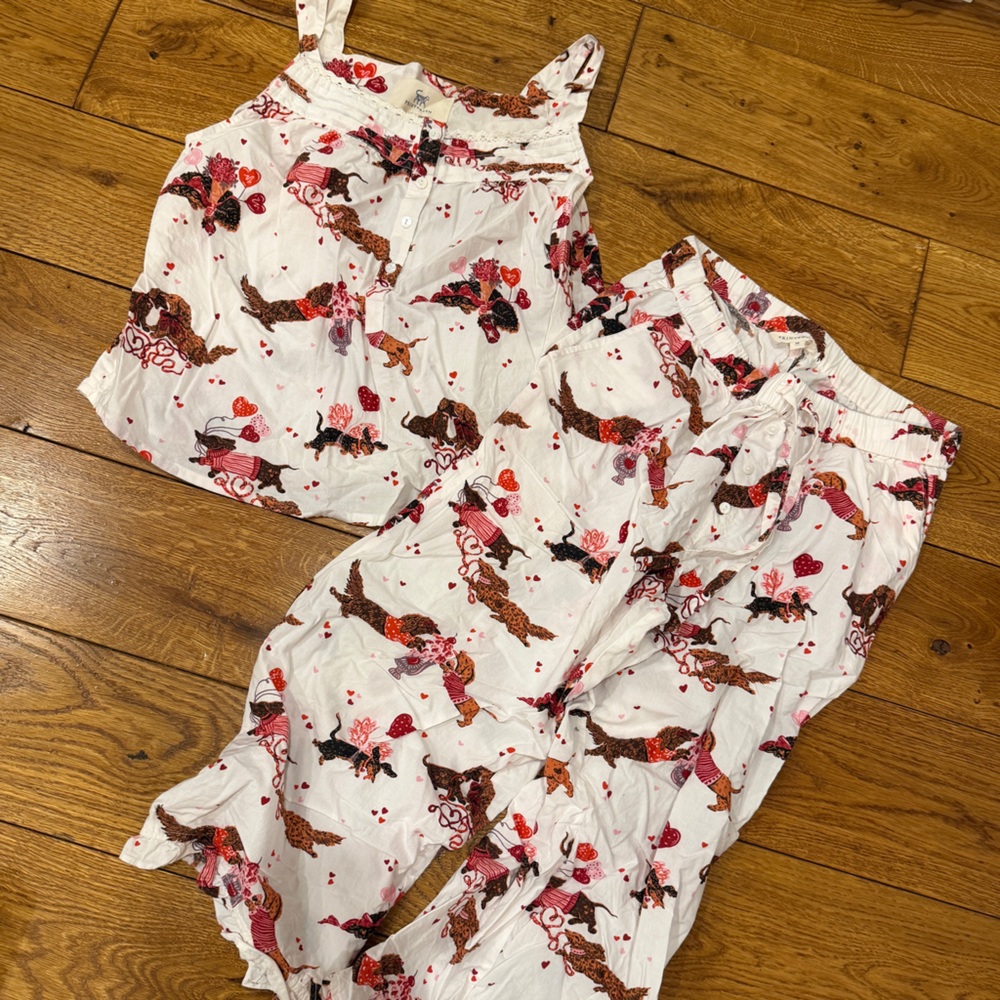 Printfresh Dachshund Date Print Tank Top + Pants Pajama Set